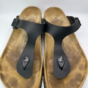 Birkenstock Women's Gizeh Thong Sandals Black Leather Birko-Flor Sz 40 US 9-9.5